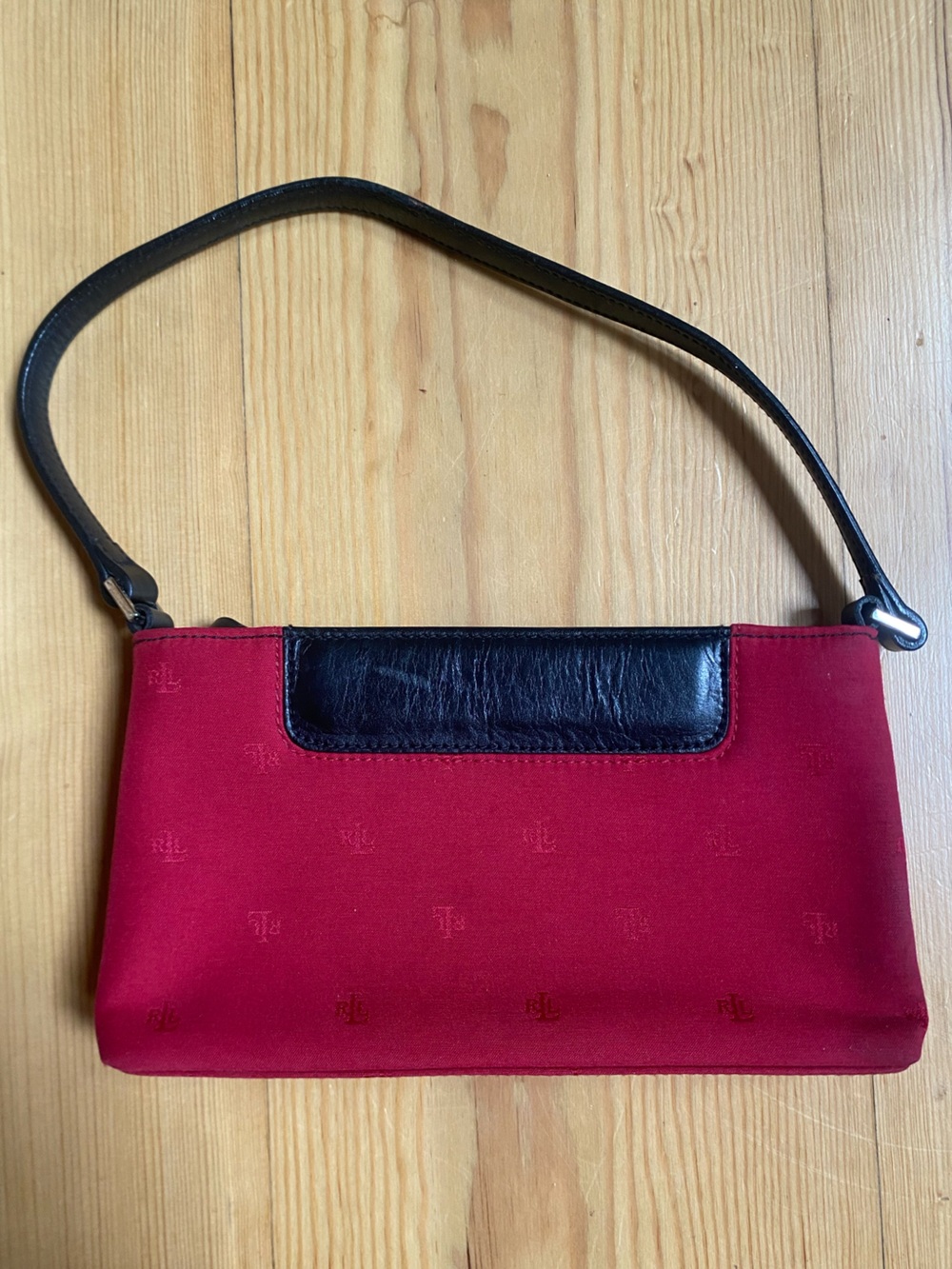 Ralph Lauren Red Mini Shoulder Bag with Black Leather Trim